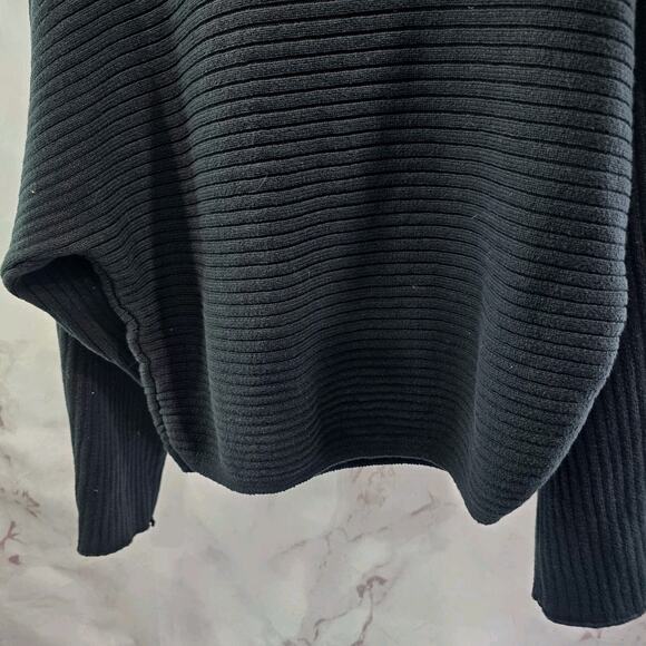 Reformation Sweater Womens Small Black Cropped Ribbed Organic Cotton Cort - Picture 7 of 10